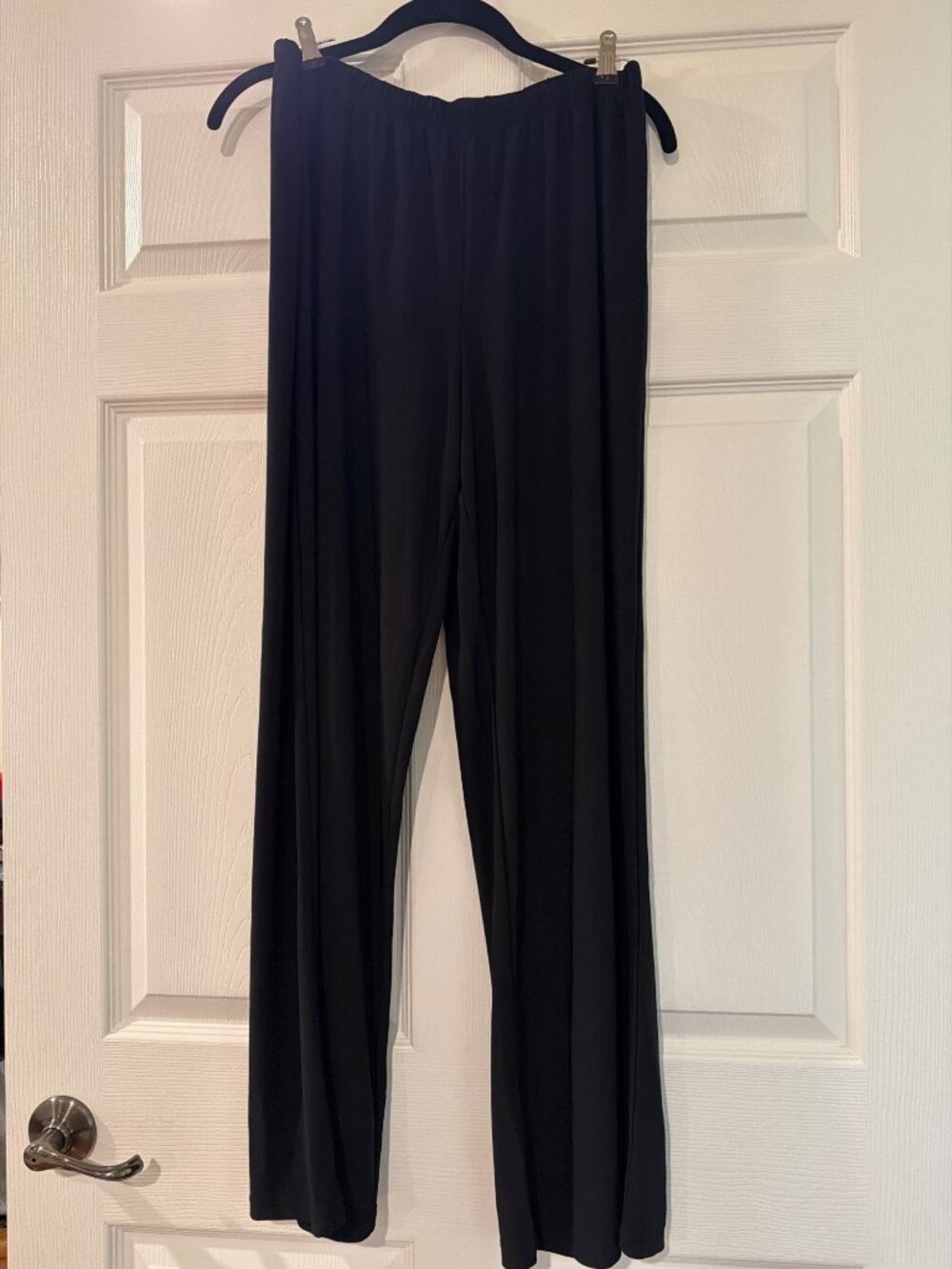 Tiana B. Womens Black Wide-Leg Pull-On Pants L USA-Made 95% Polyester 5% Elastan